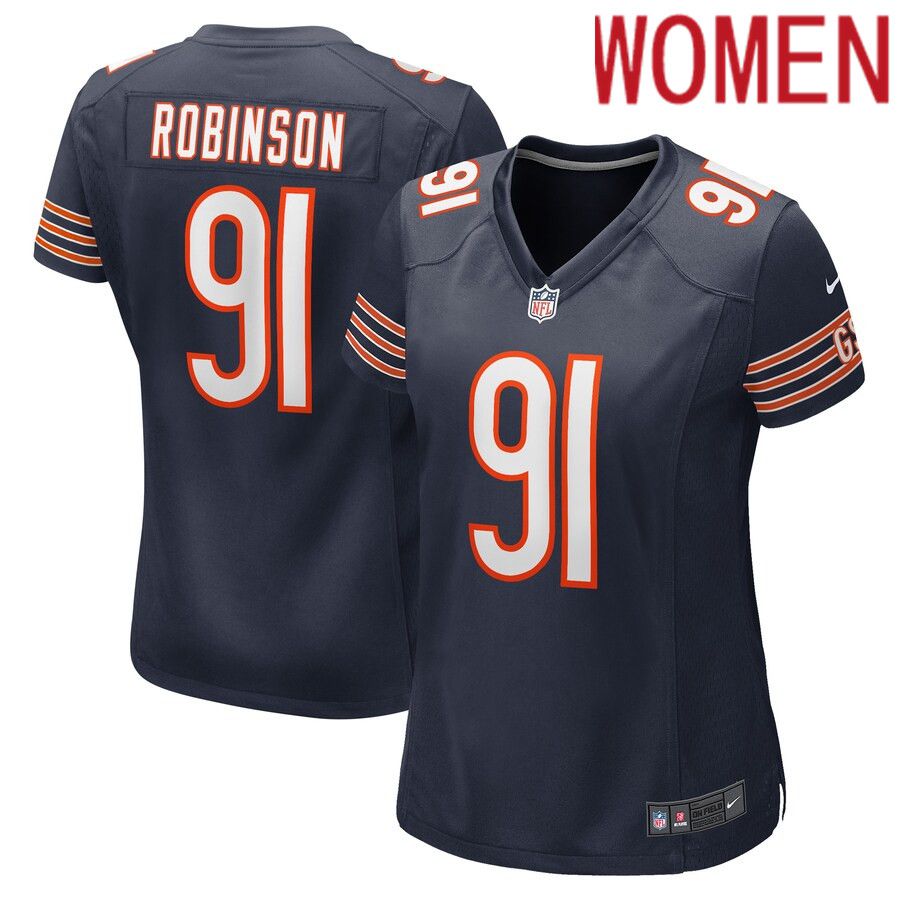 Women Chicago Bears #91 Dominique Robinson Nike Navy Game Player NFL Jersey->women nfl jersey->Women Jersey